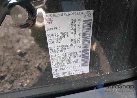 2018 Nissan Rogue Sl из США, поврежденный, VIN 5N1AT2MV9JC842442